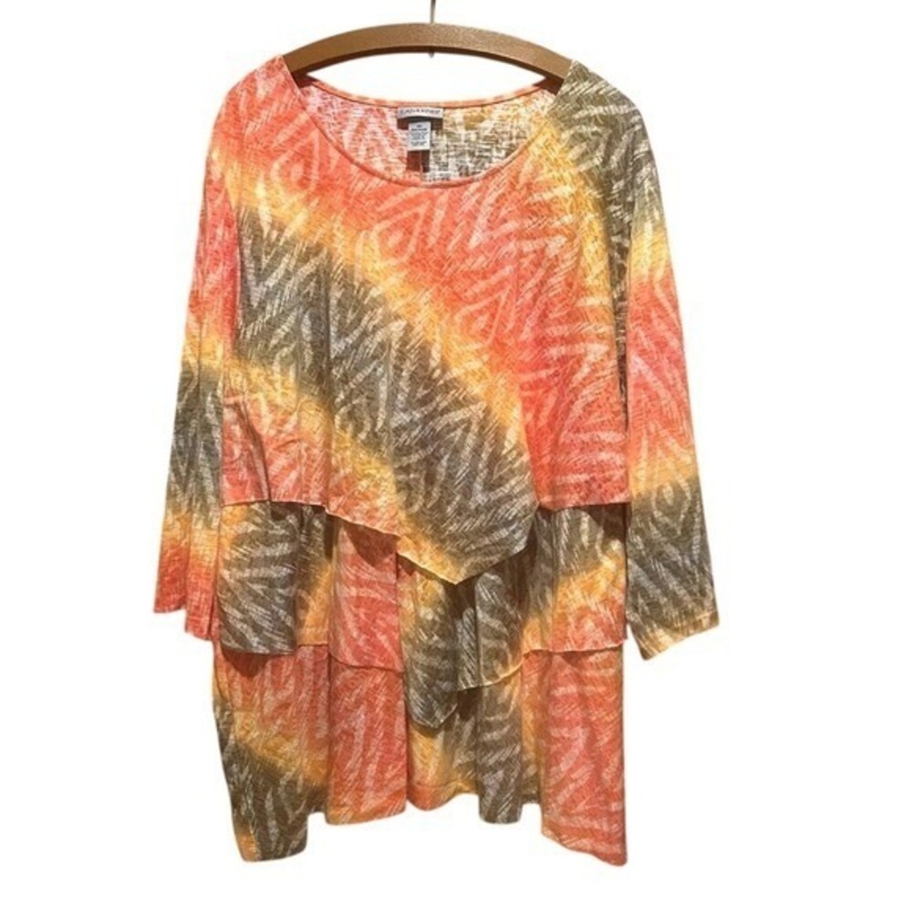 Catherines Top 4X Colorful Geometric Print Tiered Multicolor Artsy‎ Eclectic